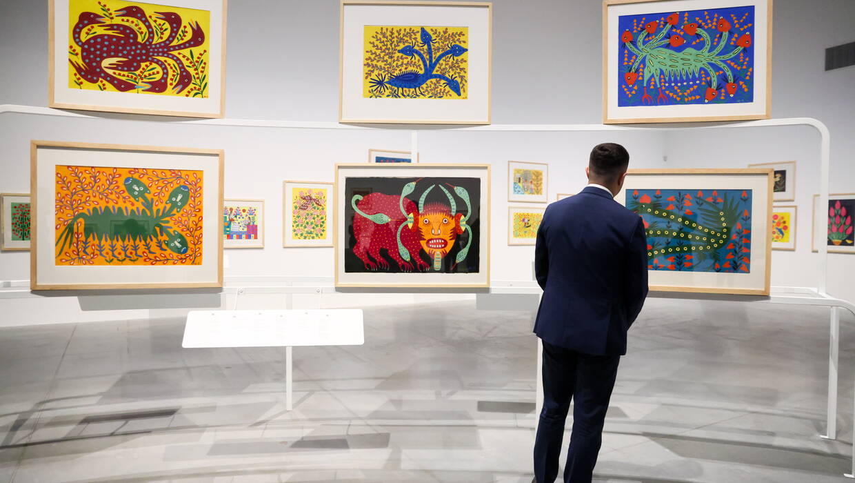У Музеї над Віслою у Варшаві відкрилася виставка "Тигр у саду. Мистецтво Марії Примаченко". Fot. PAP/Leszek Szymański