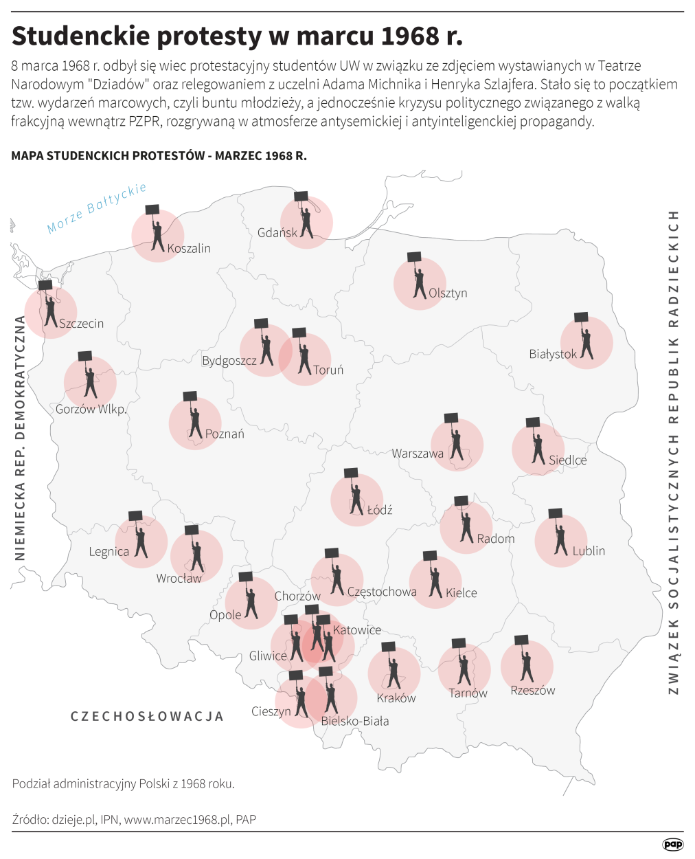 Studenckie protesty w marcu 1968 r. Autor Adam Ziemienowicz