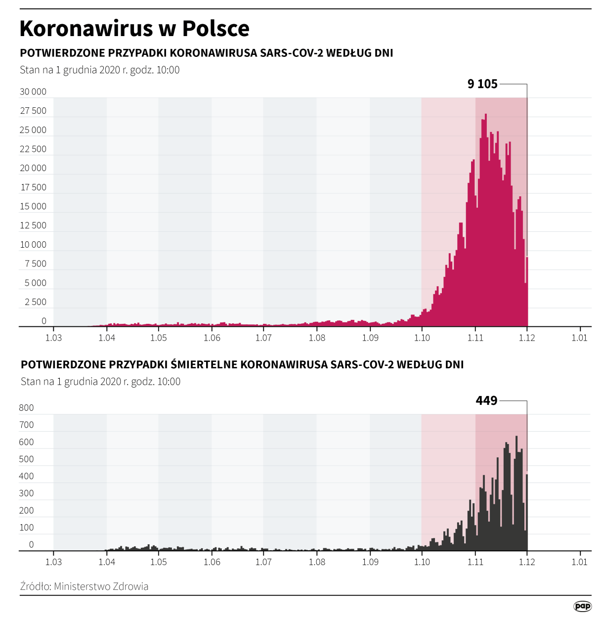 Koronawirus w Polsce - stan na 1 grudnia. Fot. Maciej Zieliński