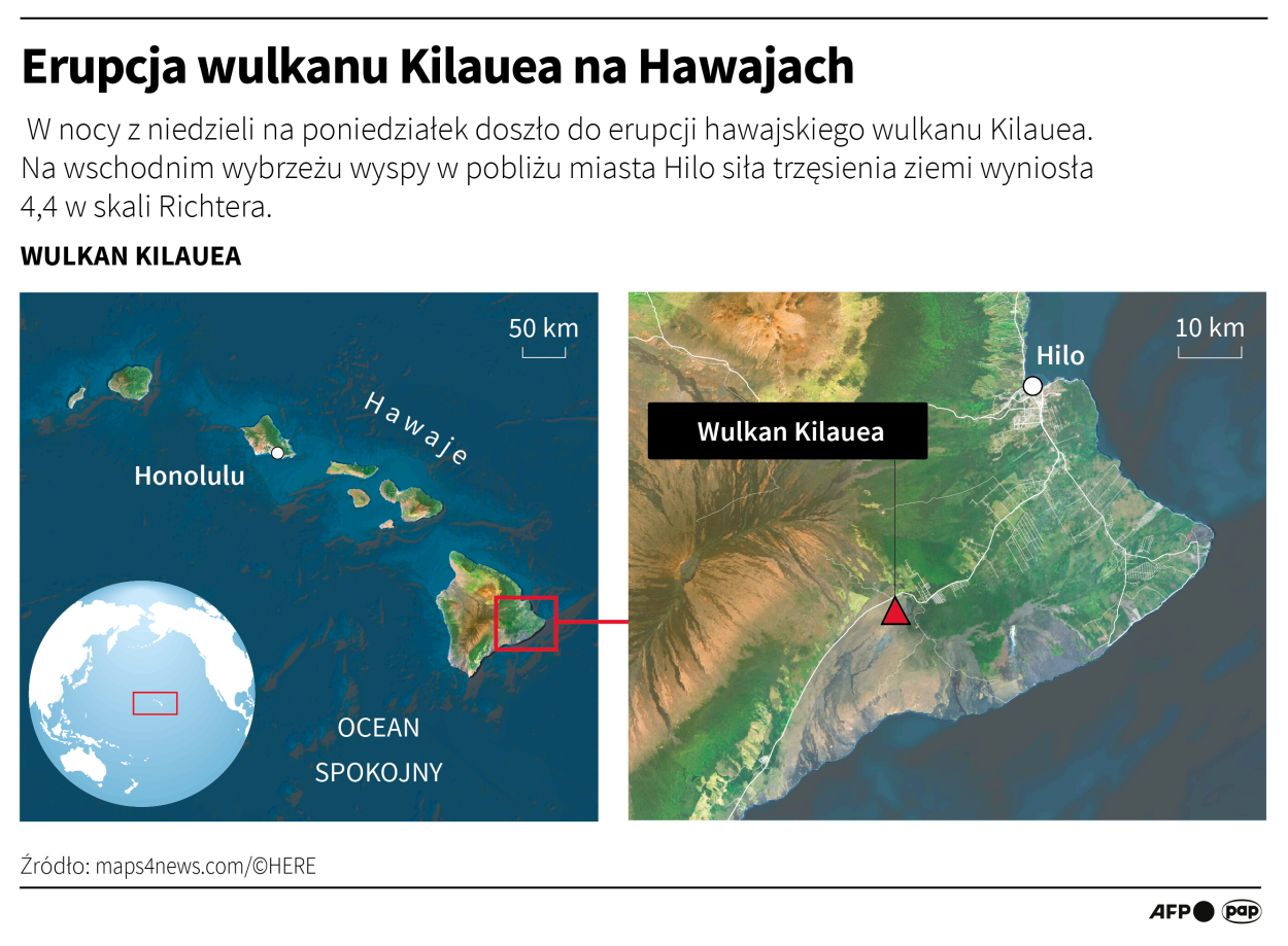 Erupcja wulkanu Kilauea Fot. PAP/Adam Ziemienowicz