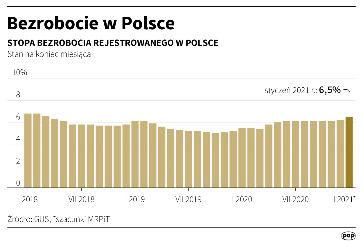 Bezrobocie w Polsce/ PAP infografika / Adam Ziemienowicz
