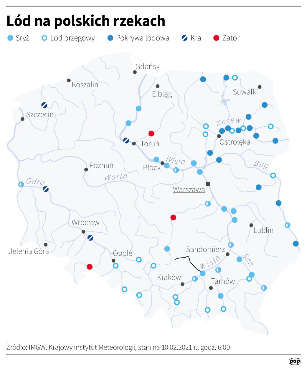 Lód na polskich rzekach Fot. PAP/Maciej Zieliński