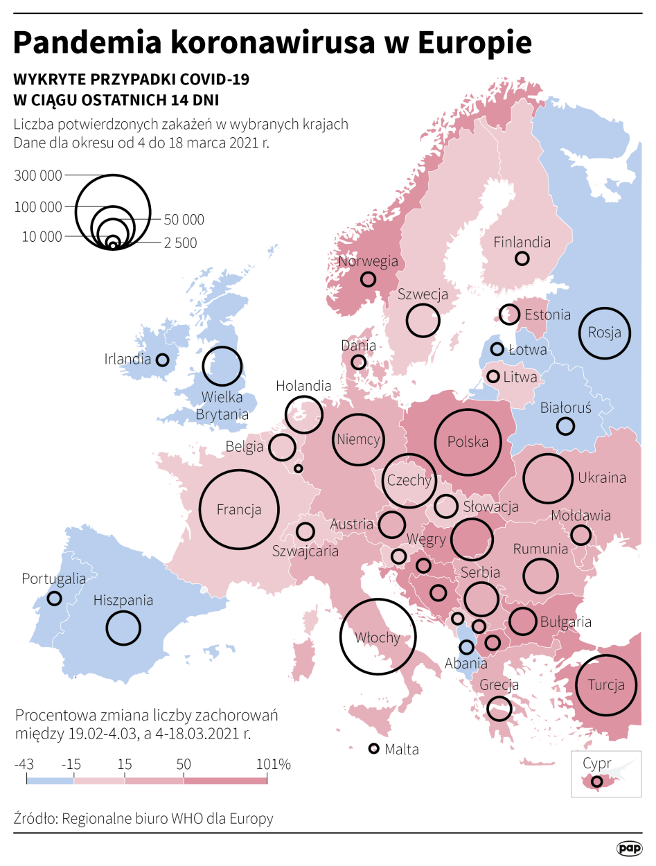 Pandemia koronawirusa w Europie Fot. PAP/Maciej Zieliński