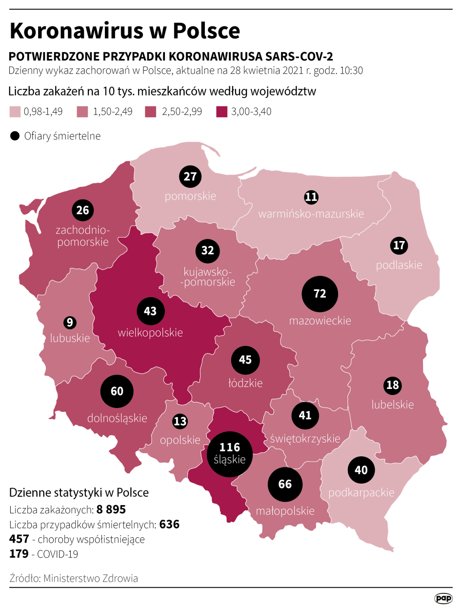 Koronawirus w Polsce - stan na 28 kwietnia. Autor: Maciej Zieliński
