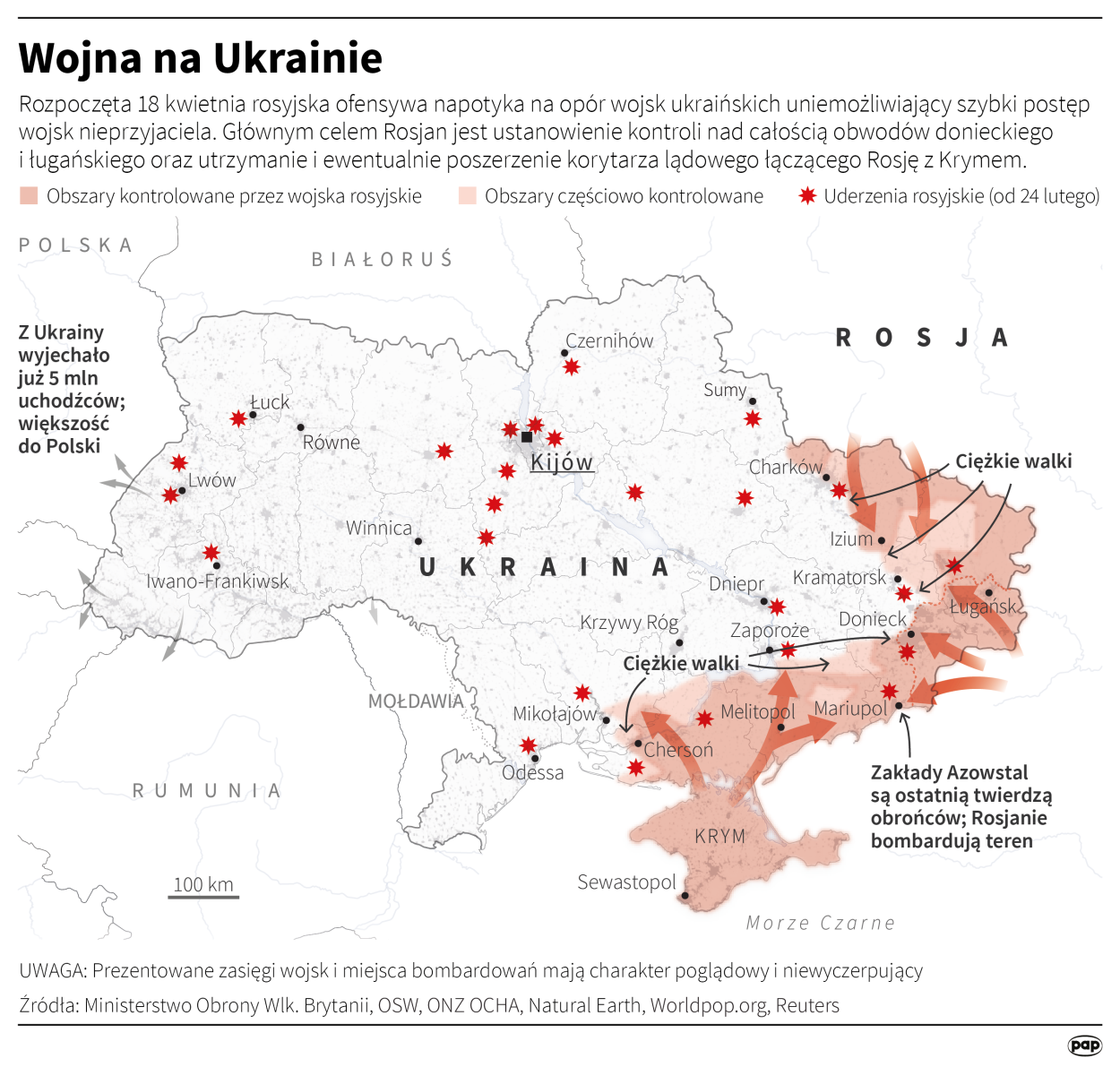 Rosyjska ofensywa w Donbasie - infografika, autor: PAP/Maciej Zieliński