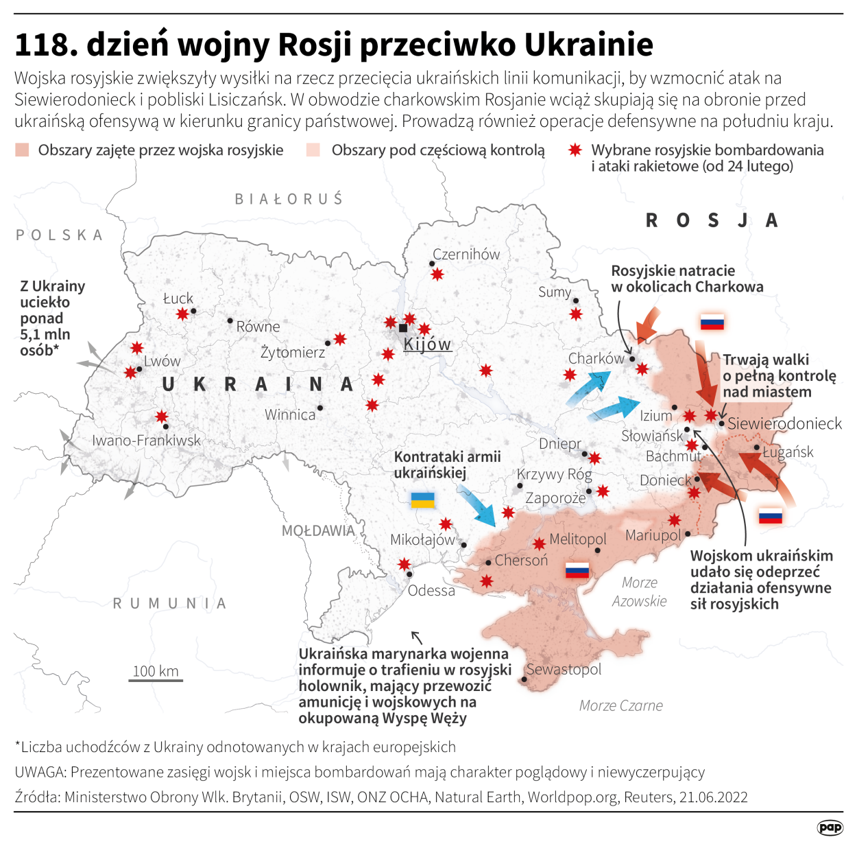 118. dzień wojny Rosji przeciwko Ukrainie. Autor: PAP/Maria Samczuk
