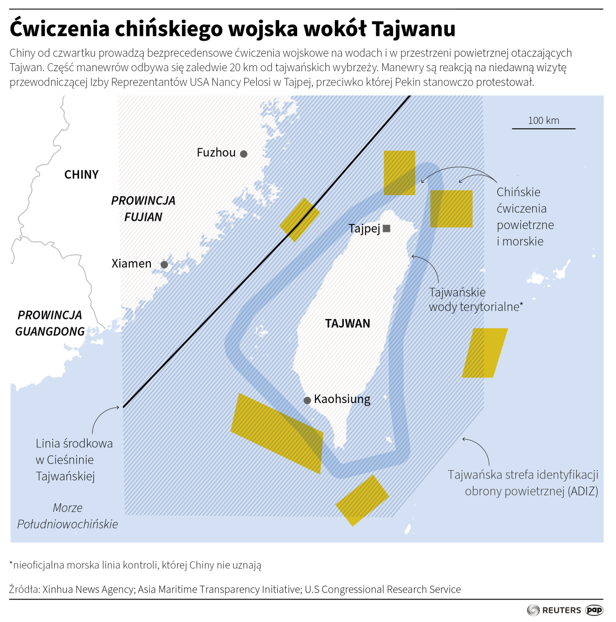 Ćwiczenia chińskiego wojska wokół Tajwanu. Autor: PAP/Adam Ziemienowicz