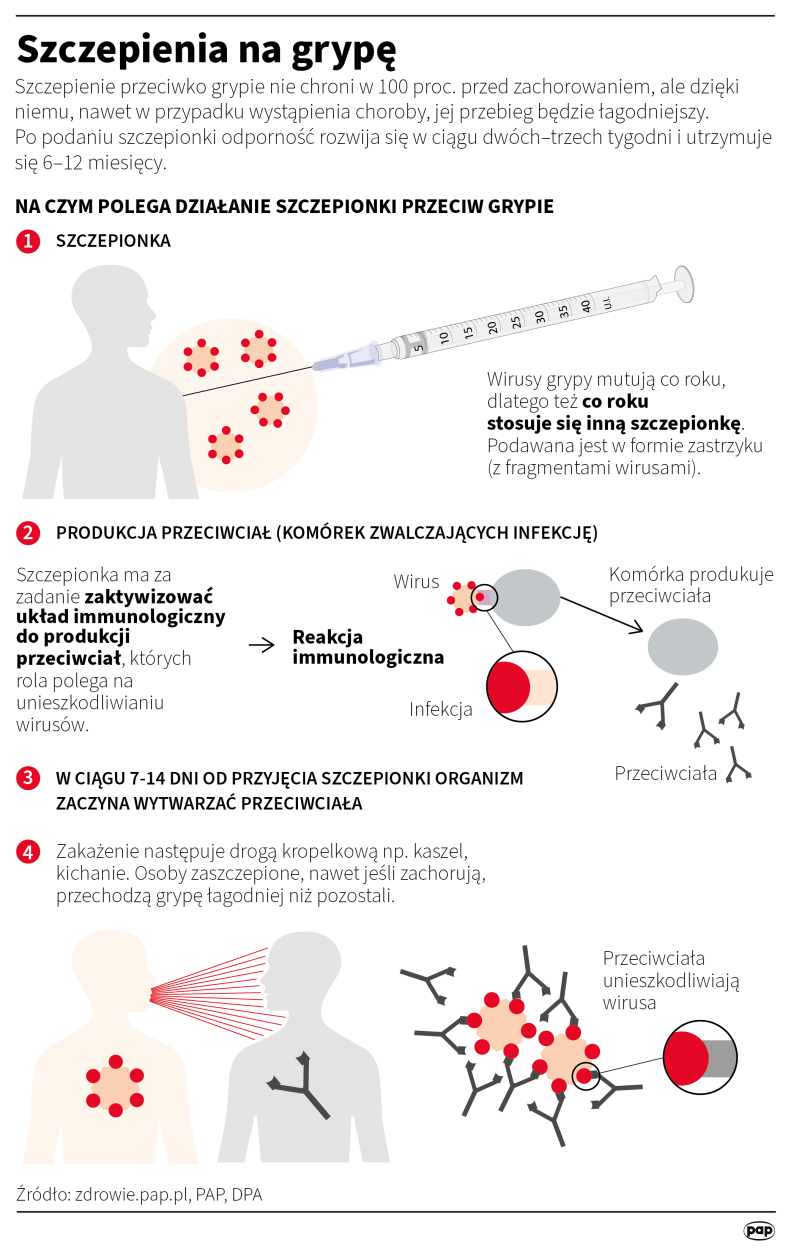 Szczepienia na grypę. Autorzy: PAP/Maria Samczuk , Adam Ziemienowicz