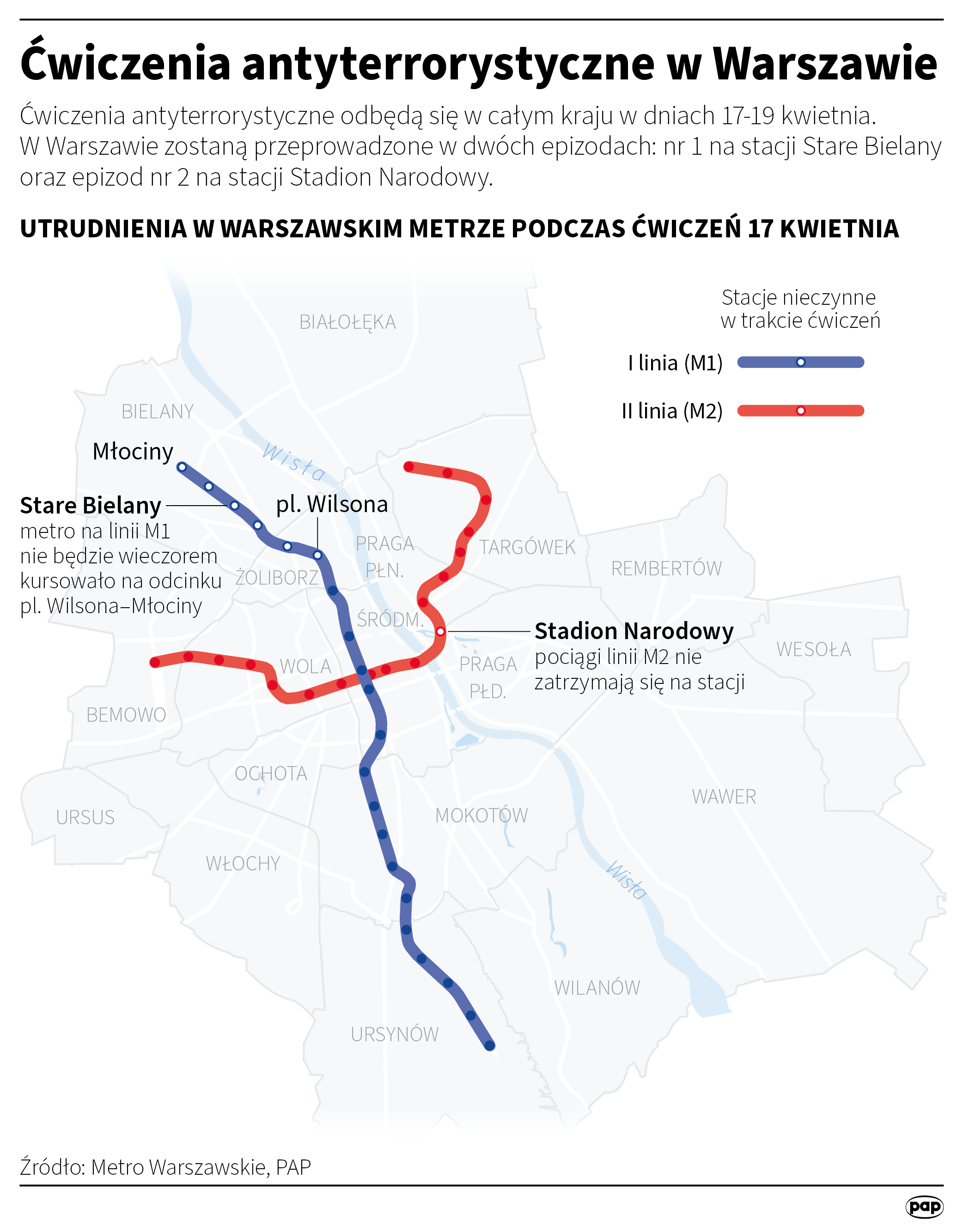 Ćwiczenia antyterrorystyczne w Warszawie. Autor: PAP/ Maciej Zieliński