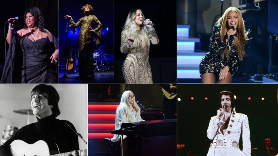Aretha Franklin, fot.  Jason Nelson/ PAP/AdMedia, Whitney Houston, fot.  Britta Pedersen PAP/DPA,  Beyonce, fot.  JIM RUYMEN PAP/Newscom, Mariah Carey , fot. ALI HAIDER PAP/EPA, Stevie Wonder, fot. Birdie Thompson/AdMedia PAP, Elvis Presley, fot. PAP/dpa, John Lennon, fot. PAP/Photoshot, Lady Gaga, fot. JIM RUYMEN PAP/Newscom