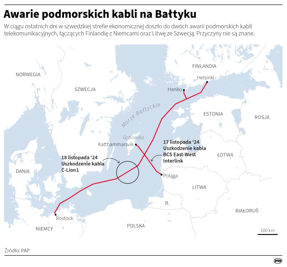 Awarie podmorskich kabli na Bałtyku. Autor: Michał Czernek