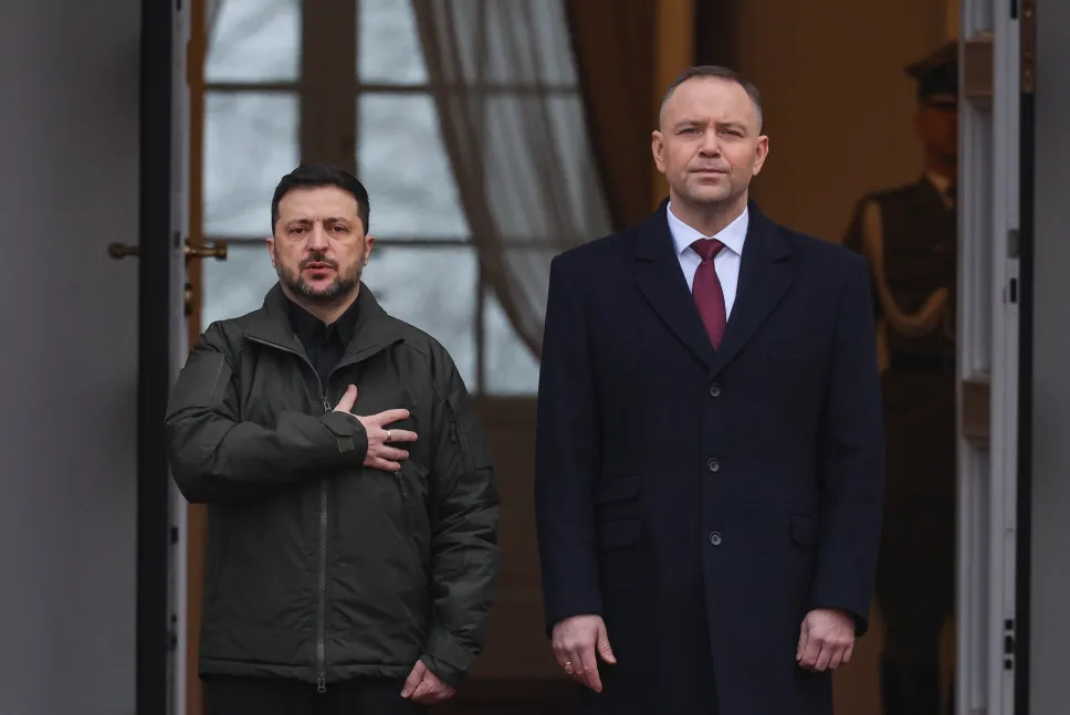 Prezydent Karol Nawrocki oraz prezydent Ukrainy Wołodymyr Zełenski. Fot. PAP/Paweł Supernak