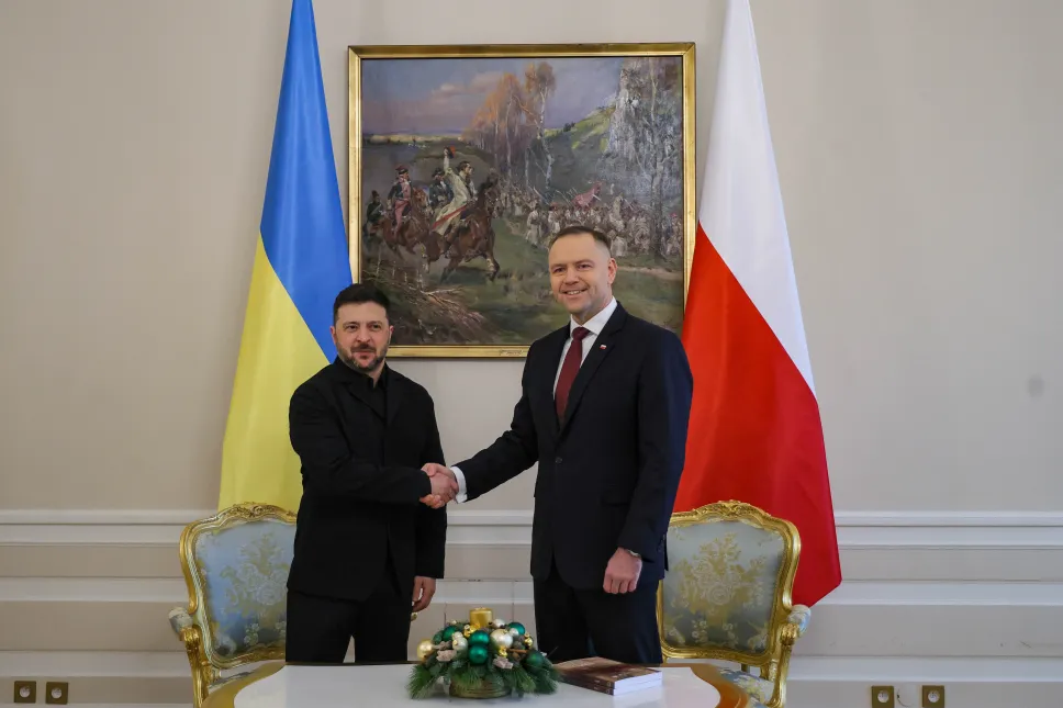 Prezydent Karol Nawrocki oraz prezydent Ukrainy Wołodymyr Zełenski. Fot. PAP/Paweł Supernak