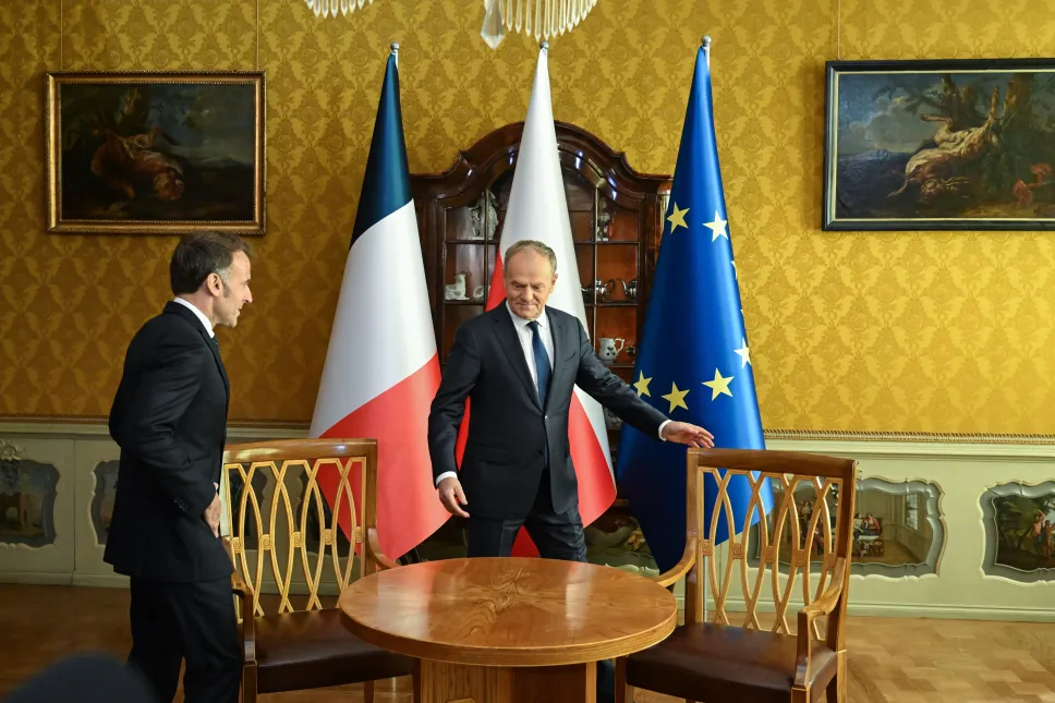 Emmanuel Macron, Donald Tusk. Fot. PAP/Andrzej Jackowski