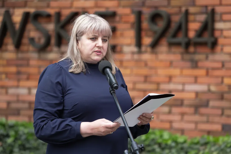 Wdowa po Jerzym Mindziukiewiczu Oksana Mindziukiewicz. Fot. PAP/Tomasz Gzell