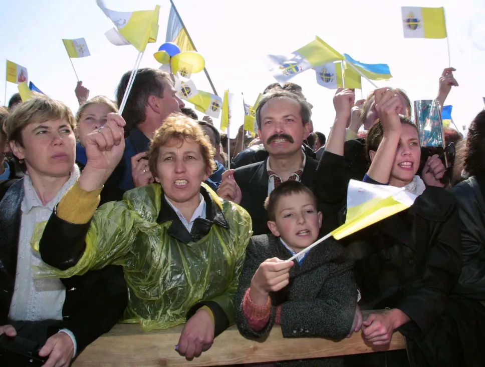 Pielgrzymka papieża Jana Pawła II do Ukrainy w 2001 roku. Fot. PAP/EPA
