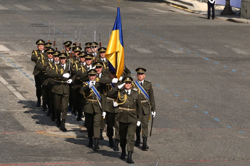 Військовий парад з нагоди Дня взяття Бастилії на Єлисейських полях у Парижі, Франція, 14 липня 2026 року. Fot. PAP/EPA/TERESA SUAREZ 