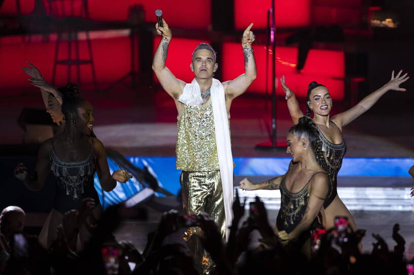piosenkarz Robbie Williams. Fot. PAP/EPA/Jorge Z