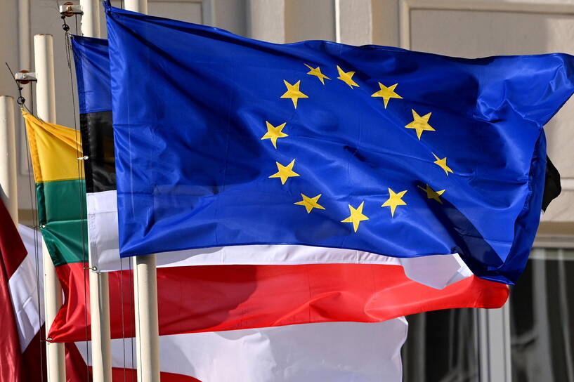 Flagi UE i państw członkowskich Fot. PAP/Darek Delmanowicz