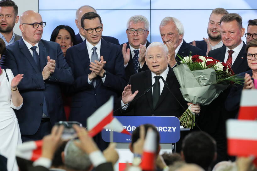 Jarosław Kaczyński, Mateusz Morawiecki, Beata Szydło, Mariusz Błaszczak, Fot. PAP/Paweł Supernak
