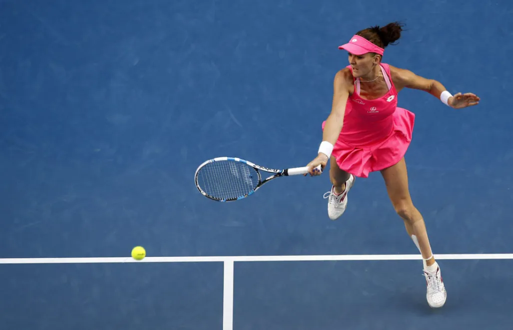 Agnieszka Radwanska of Poland plays a shot against Anna-Lena Friedsam of Germany during their fourth round match at the Australian Open tennis tournament in Melbourne, Australia, 24 January 2016.  Fot.  EPA/MAST IRHAM