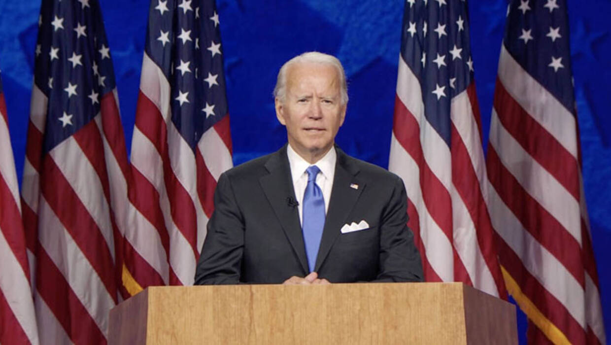 Prezydent elekt Joe Biden przemawia w trakcie konferencji w Milwaukee. Fot. PAP/EPA/DNCC