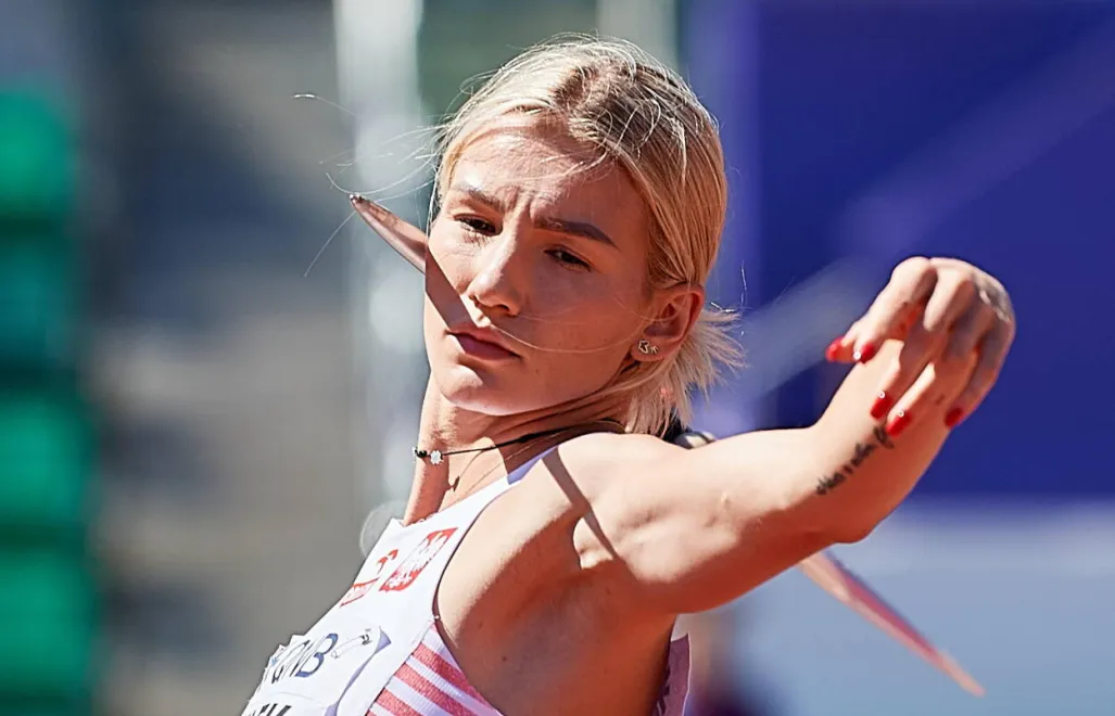 Lekkoatletyczne mistrzostwa świata - Eugene 2022. Polska siedmioboistka Adrianna Sułek w konkurencji rzutu oszczepem, fot. PAP/Adam Warżawa