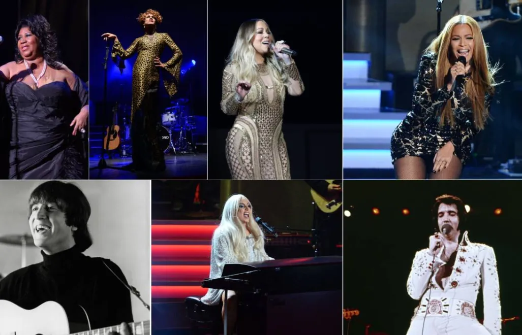 Aretha Franklin, fot.  Jason Nelson/ PAP/AdMedia, Whitney Houston, fot.  Britta Pedersen PAP/DPA,  Beyonce, fot.  JIM RUYMEN PAP/Newscom, Mariah Carey , fot. ALI HAIDER PAP/EPA, Stevie Wonder, fot. Birdie Thompson/AdMedia PAP, Elvis Presley, fot. PAP/dpa, John Lennon, fot. PAP/Photoshot, Lady Gaga, fot. JIM RUYMEN PAP/Newscom