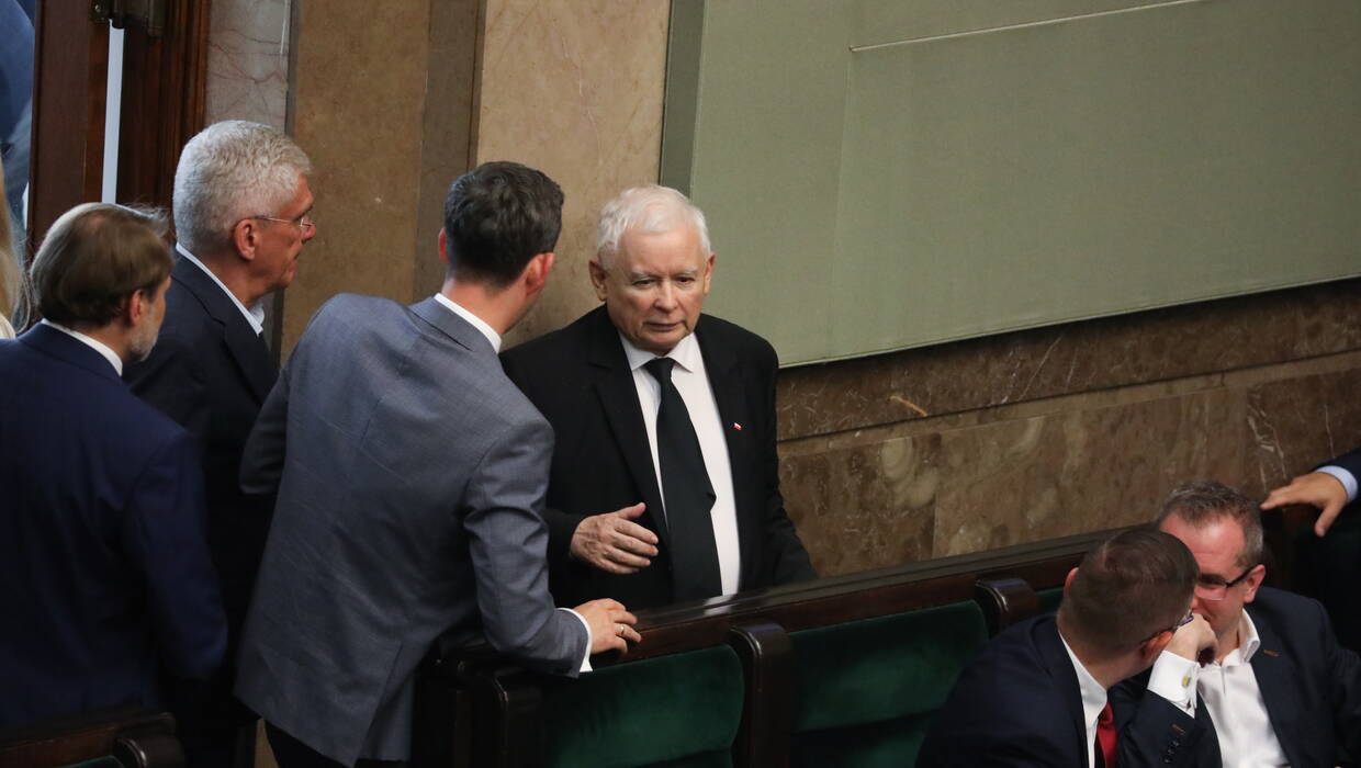 Prezes PiS na sali obrad Sejmu Fot. PAP/Tomasz Gzell