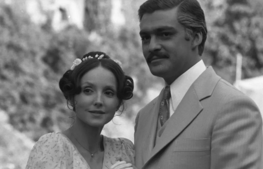 Realizacja filmu pt. Trędowata, w reżyserii Jerzego Hoffmana. Nz. Elżbieta Starostecka i Leszek Teleszyński. Fot. PAP/Adam Hawałej