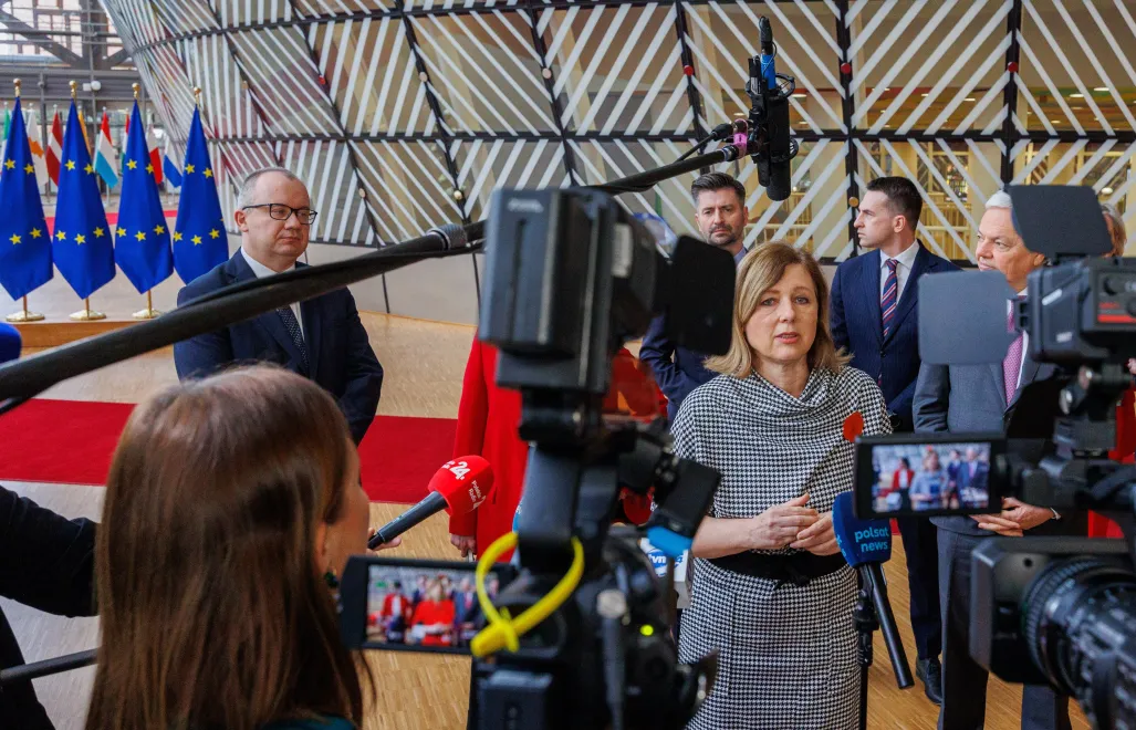 Vera Jourova, Adam Bodnar. Photo EPA/OLIVIER MATTHYS