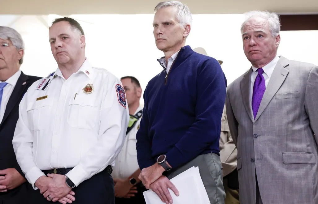 Konferencja po katastrofie Fot. PAP/EPA/SHAWN THEW