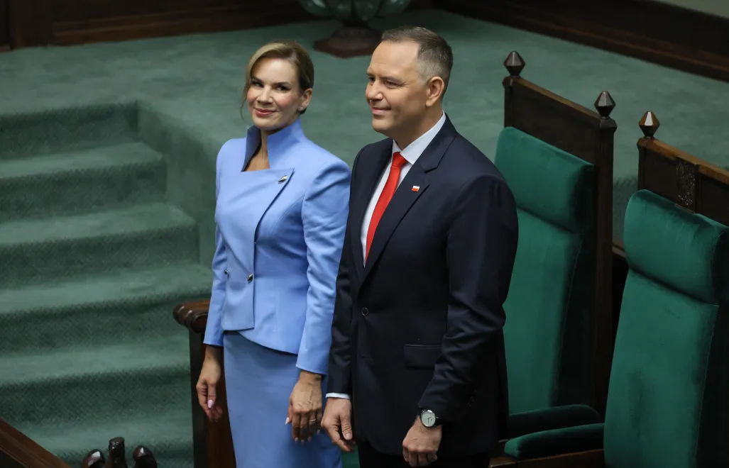 Karol Nawrocki (P) z żoną Martą Nawrocką (L). Fot. PAP/Paweł Supernak