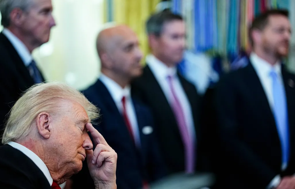 Prezydent USA Donald Trump. Fot. PAP/EPA/	AARON SCHWARTZ / POOL