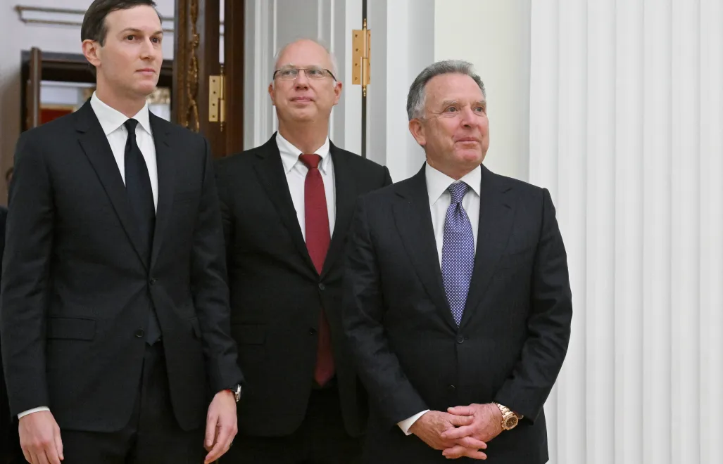 (слева-направо) Джаред Кушнер, Кирилл Дмитриев, Стив Уиткофф на переговорах в Москве. Fot. PAP/EPA/KRISTINA KORMILITSINA / SPUTNIK / KREMLIN POOL