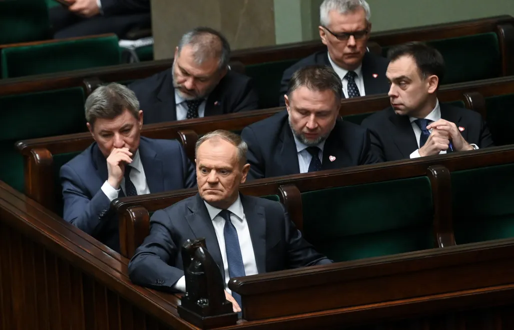 Donald Tusk, Jan Grabiec, Marcin Kierwiński, Andrzej Domański, Waldemar Żurek, Tomasz Siemoniak Fot. PAP/Piotr Nowak