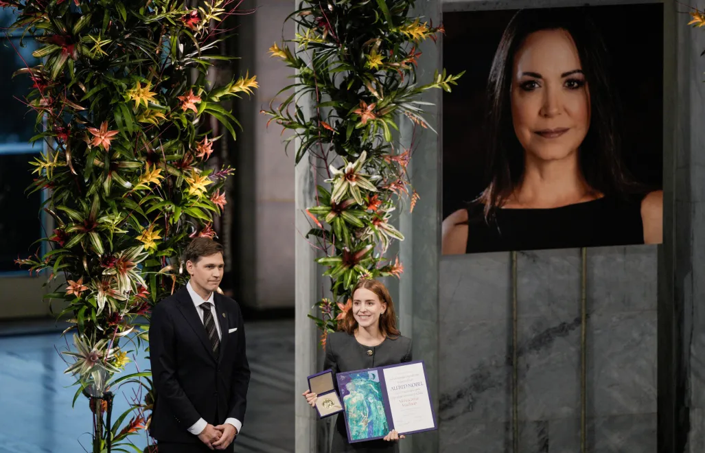 Ana Corina Sosa Machado, córka Marii Coriny Machado, fot. PAP/EPA/NTB/STIAN LYSBERG SOLUM