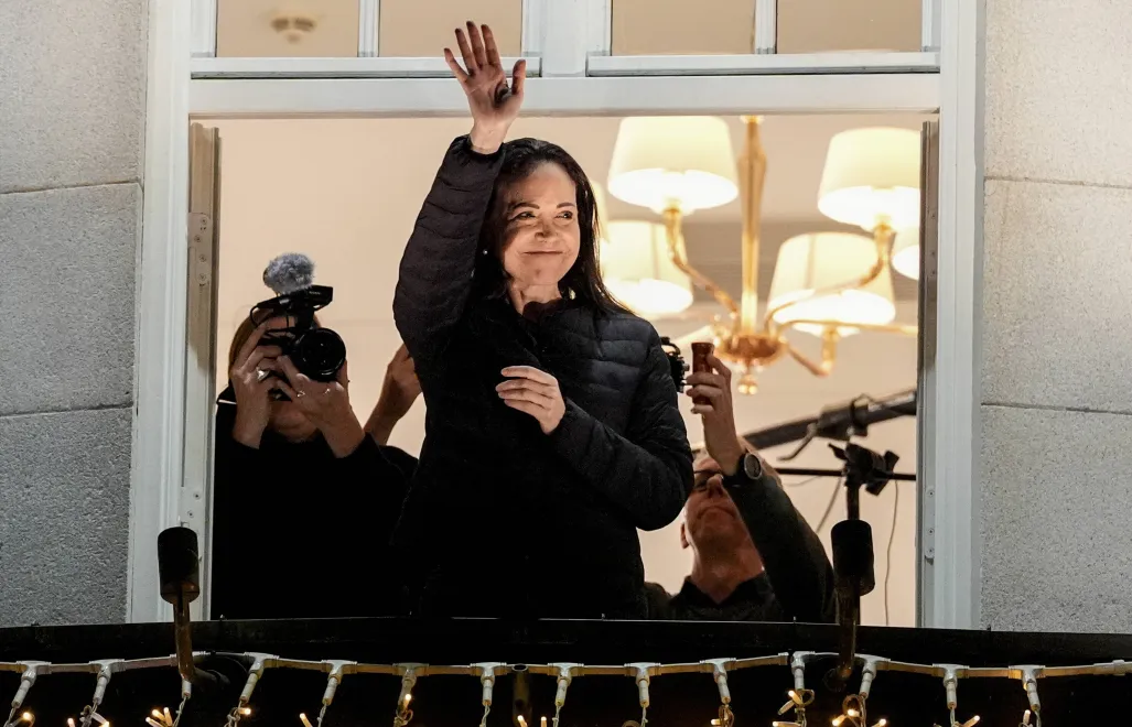 Tegoroczna laureatka Pokojowej Nagrody Nobla, Maria Corina Machado. Fot. PAP/EPA/LISE ASERUD