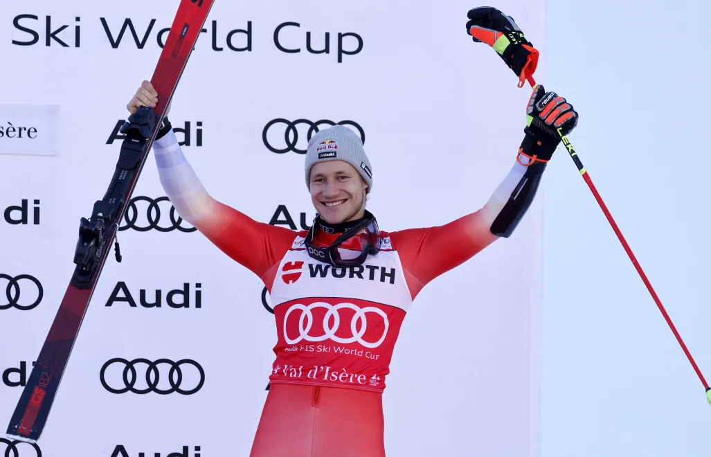 Marco Odermatt. Fot. PAP/EPA/	SEBASTIEN NOGIER