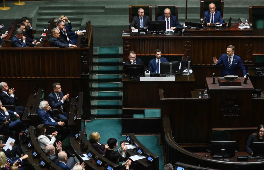 Szef Kancelarii Prezydenta RP Zbigniew Bogucki przemawia na sali obrad Sejmu, fot. PAP/Piotr Nowak