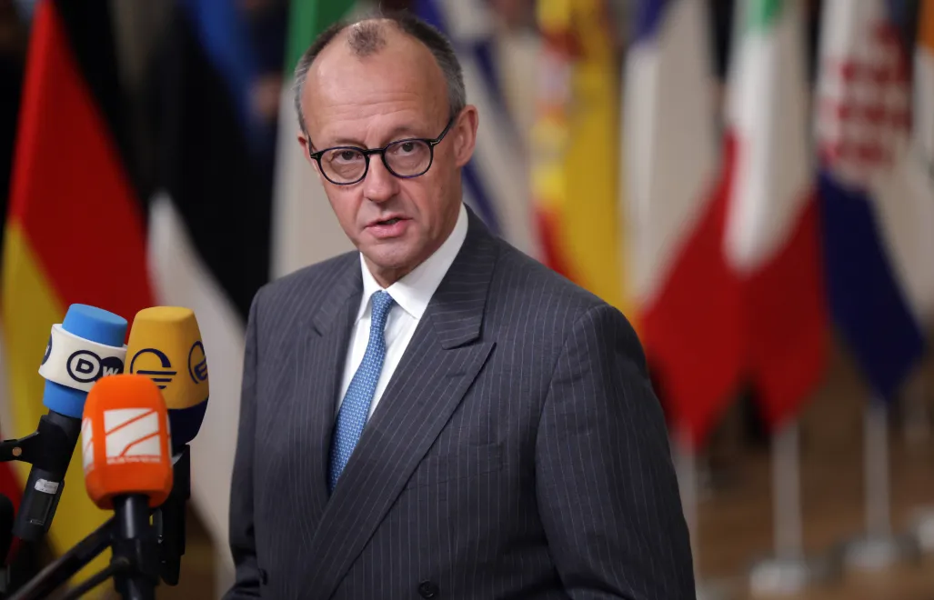 Канцлер Германии Фридрих Мерц.	Fot. PAP/EPA/OLIVIER MATTHYS