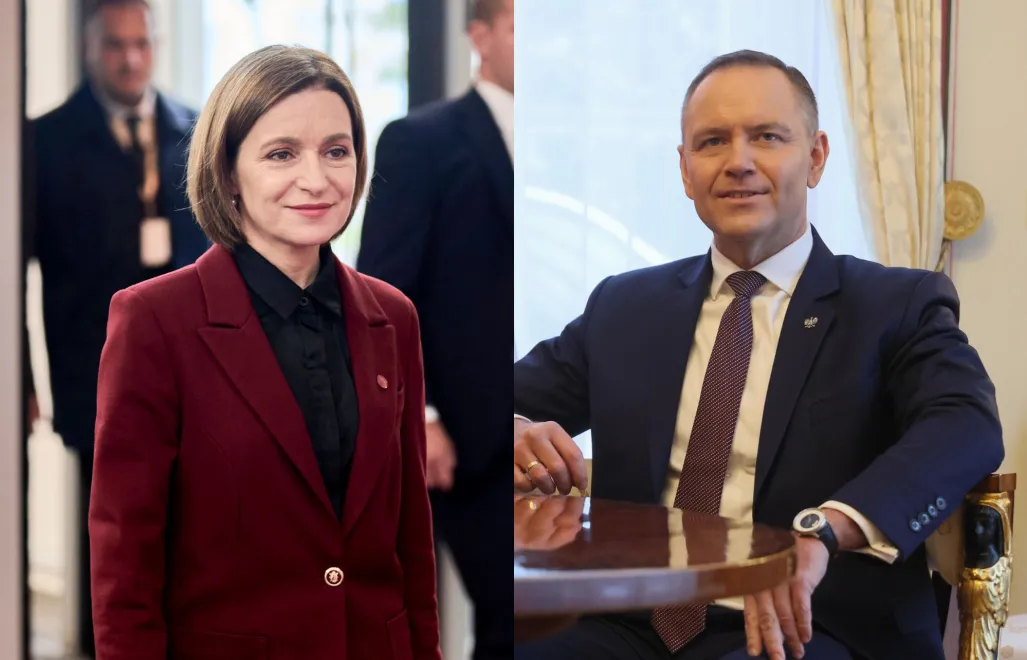 Prezydent Mołdawii Maia Sandu; prezydent RP Karol Nawrocki. Fot. PAP/EPA/THOMAS TRAASDAHL/Leszek Szymański