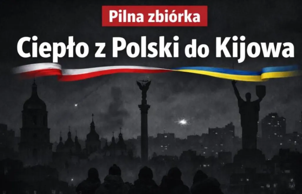 Банер акції допомоги Україні "Тепло з Польщі до Києва". Fot. Fundacja "Stand with Ukraine".