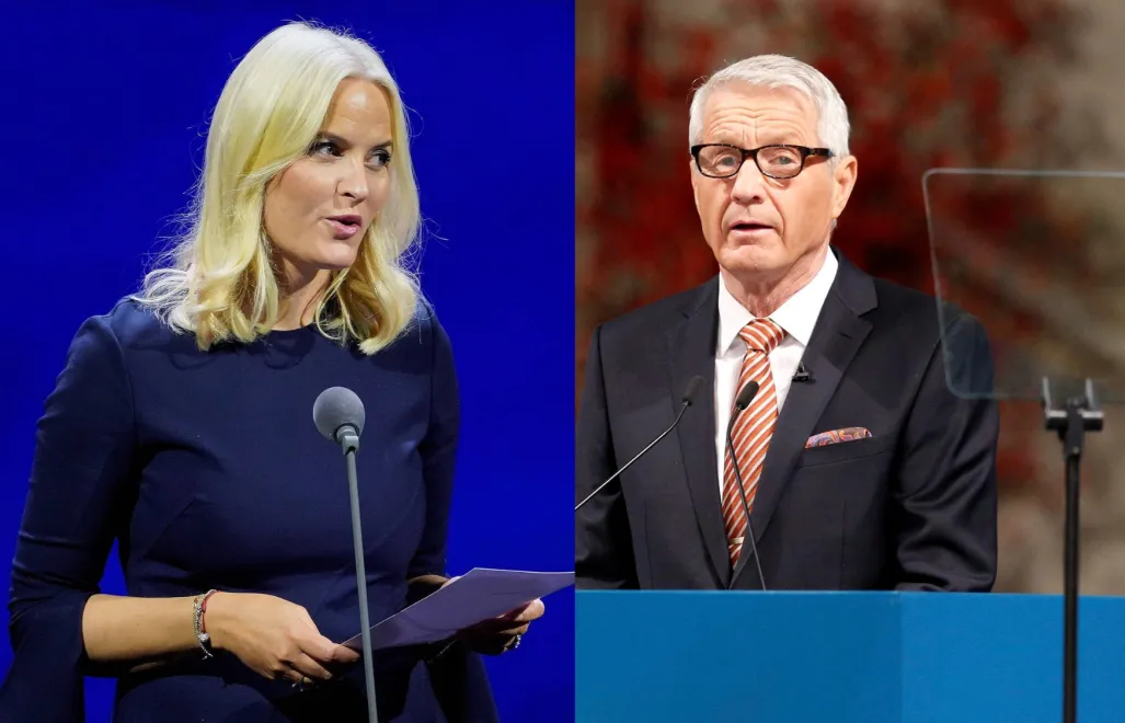 Mette-Marit, Thorbjoern Jagland . Fot. PAP/EPA/RONALD WITTEK, CORNELIUS POPPE 