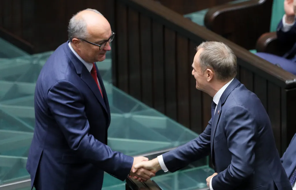 Marszałek Sejmu Włodzimierz Czarzasty i premier Donald Tusk. Fot. PAP/Paweł Supernak