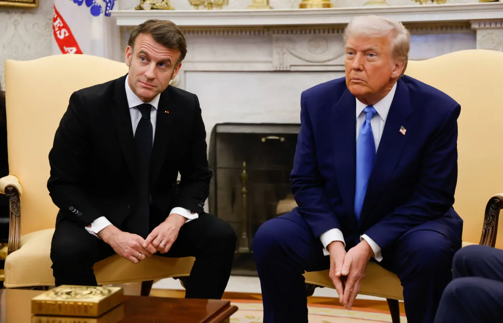 Emmanuel Macron, Donald Trump. Fot. PAP/ EPA/LUDOVIC MARIN