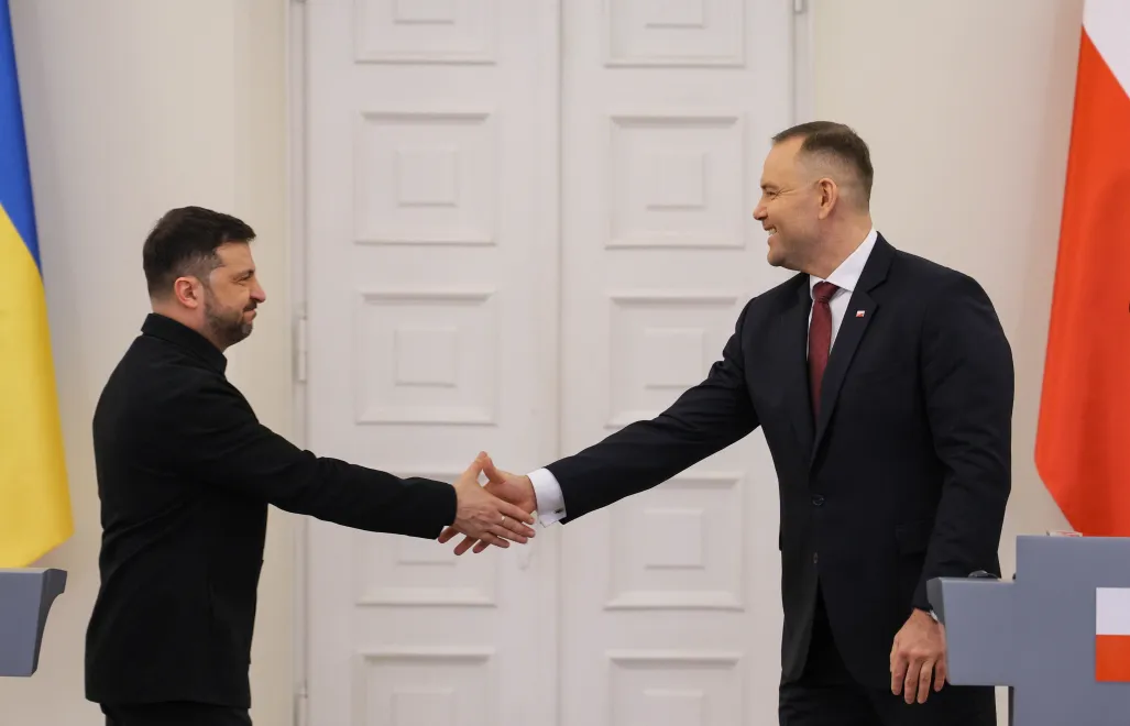 Президент Украины Владимир Зеленский и президент Польши Кароль Навроцкий, 19 декабря 2025 г. Fot. PAP/Paweł Supernak