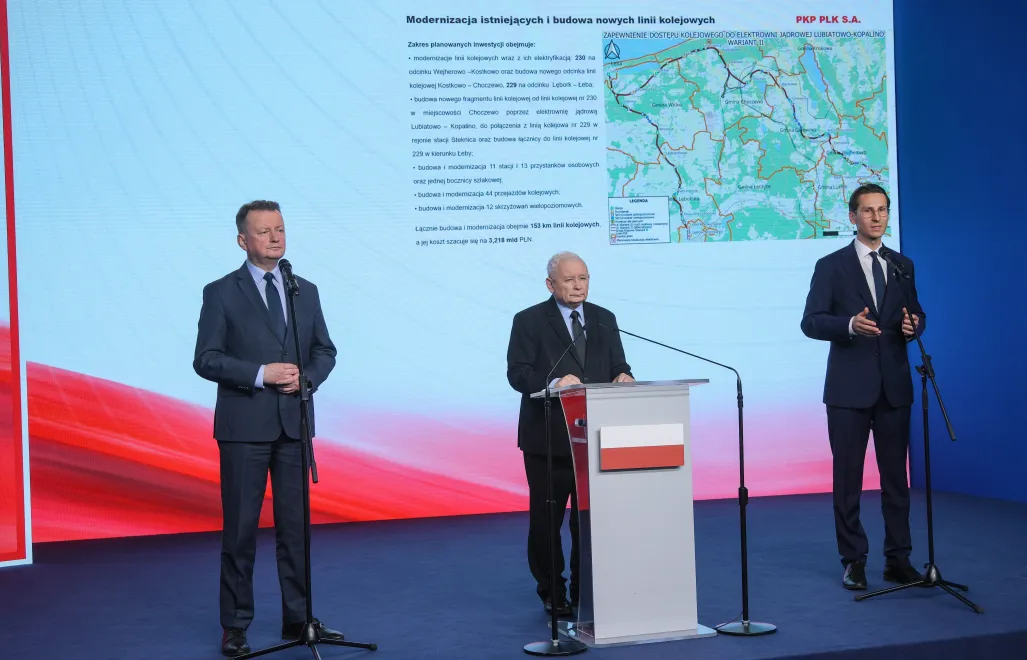 Jarosław Kaczyński wskazał, że chodzi o budowę nowego portu w pobliżu elektrowni atomowej w Choczewie. Fot. PAP/	Rafał Guz