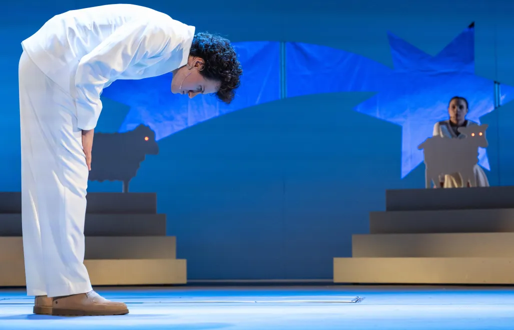 Aktor Michał Czyż podczas próby medialnej spektaklu "Betlejem polskie". Fot. PAP/Wojtek Jargiło