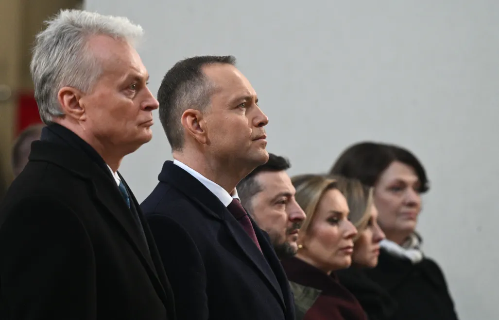 Ґітанас Науседа, Кароль Навроцький, Володимир Зеленський. Fot. PAP/Marcin Obara